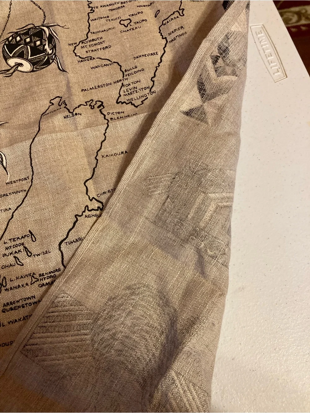 New Zealand Linen Tea Towel — Natural with Black Print